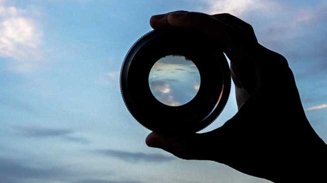 Looking through glass at the sky