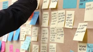 Picture of post-it notes in a brainstorming session by Jo Szczepanska