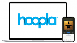 Hoopla logo on a laptop screen