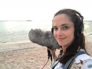 Sound recordist Alicia Butterworth with mic