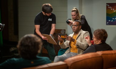 Mob Talks - Keith Gilbey-Warrior (producer/director) and host Marcellus Enalanga, image credit: Brad Halstead