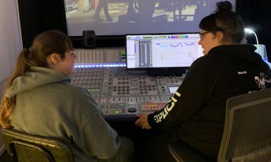 Students in mixing room
